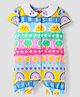 Babyhug 100% Cotton Knit Half Sleeves Peter Pan Romper with Tropical Print - Pink & Light Green