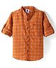 TONYBOY Cotton Full Sleeves Checked Shirt - Orange