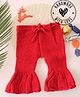 Woonie Solid Hand Knitted Flared Pant - Red