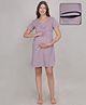 Fabme Cotton Jersey Half Sleeves Be Mine Text Printed Maternity Nighty With Nursing Access - Lavender