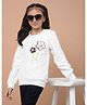 CRIMSOUNE CLUB Full Sleeves Floral Patch Detailed  Sweatshirt - White