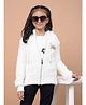 CRIMSOUNE CLUB Full Sleeves Sequins Embellished Hooded Zipper Sweatshirt - White