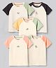 Bonfino 100% Cotton Knit Half Raglan Sleeves Colour Block T-Shirts With Animal Print Pack Of 5 - White & Mint