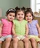 Babyhug 100% Cotton Interlock Knit Frill Sleeves Front Open Vests with Polka Dots Print Pack of 3 - Pink Lilac & Light Green