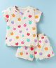Smarty Sinker Woven Half Sleeves T-Shirt & Shorts Set with Fruit Print - Light Red
