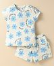 Smarty Girls Sinker Knit Half Sleeves Co-ords T-Shirt & Shorts Set with Floral Print - Cream