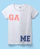 Smarty Girls Sinker Knit Half Sleeves Cut & Sew Top With Game Text Print - White & Grey