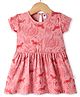 Teddy Sinker Knit Half Sleeves Frocks With Animal Print - Pink