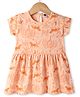 Teddy Sinker Knit Half Sleeves Frocks With Animal Print - Orange