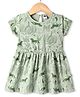 Teddy Sinker Knit Half Sleeves Frocks With Animal Print - Mint