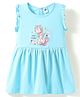 Teddy Sinker Knit Sleeveless Frock With Unicorn Print - Light Blue