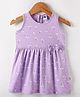 Teddy Sinker Knit Sleeveless Floral Printed Frock with Bow Applique - Mauve