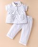 Teddy Sinker Knit Half Sleeves Co-Ord Night Suit with Stripes - Light Blue