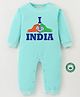 BLUSHES 100% Cotton Republic Day Theme Full Sleeves I Love India Text Printed Romper - Sea Green