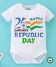 BLUSHES 100% Cotton Republic Day Theme Half Sleeves Happy Republic Day Text Printed Onesie - White