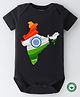 BLUSHES 100% Cotton Republic Day Theme Half Sleeves Indian Map Printed Onesie - Black