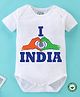 BLUSHES 100% Cotton Republic Day Theme Half Sleeves I Love India Text Printed Onesie - White