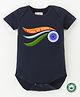 BLUSHES 100% Cotton Republic Day Theme Half Sleeves I Love My India Text Printed Onesie - Navy Blue