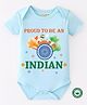BLUSHES 100% Cotton Republic Day Theme Half Sleeves Proud To Be An Indian Text Printed Onesie - Powder Blue