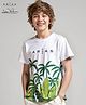 Arias Cotton Knit Half Sleeves T-Shirt Jungle Print - White