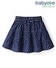 Babyoye Denim Skirt with Polka Dots & Bow Applique - Navy Blue