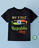BLUSHES 100% Cotton Republic Day Theme Half Sleeves My First Republic Day Text Printed Tee - Black