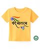 BLUSHES 100% Cotton Republic Day Theme Half Sleeves Vande Mataram Text Printed Tee - Yellow