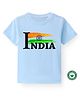 BLUSHES 100% Cotton Republic Day Theme Half Sleeves India Text Printed Tee - Powder Blue