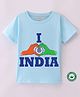 BLUSHES 100% Cotton Republic Day Theme Half Sleeves I Love India Text Printed Tee - Powder Blue