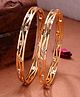 NVR Women's Set of 2 Gold-Plated Cubic Zirconia Stone Studded Bangles Golden - 20 g