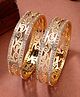 NVR Women's Set of 2 Gold-Plated Cubic Zirconia Stone Studded Kada Bangles Golden - 20 g