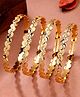NVR Women's Set of 4 Gold-Plated Leaf Shaped Traditional Bangles Golden - 40 g