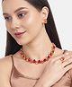 Mansiyaorange 22 K Gold Plated Red Color Crystal AD Gemstone-Studded Jewelry Set