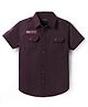 Pine Kids Cotton Woven Half Sleeves Solid Colour Shirt - Marron