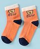 Mustang Cotton Knit Ankle Length Socks with Teddy Design - Orange