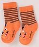 Mustang Cotton Knit Mid Calf Length Socks with Stripes & Animal Design - Orange