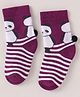 Mustang Cotton Knit Mid Calf Length Socks with Stripes & Panda Design - Purple