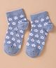 Mustang Cotton Knit Ankle Length Socks with Floral Design - Light Blue