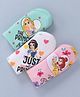 Babyhug Disney Interlock Knit Wash Cloths With Princesses Graphics Pack of 3 L 28 x B 28 cm - Multicolor