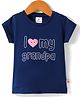 Ollypop Sinker Knit Half Sleeves Top with I Love Grandpa Text Print - Navy Blue