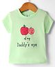 Ollypop Sinker Knit Half Sleeves T-Shirt With Daddys Eye Text Print - Light Green