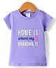 Ollypop Sinker Knit Half Sleeves Top with Home is Where my Grandpa Text Print - Violet