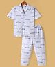 Ollypop Sinker Knit Half Sleeves Night Suit With Car Print - Light Blue