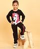 Trampoline Full Sleeves Unicorn Printed Tee & Track Pant Set - Black
