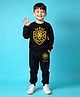Trampoline Cotton Blend Full Sleeves Lion Printed Tee With Track Pants Set - Black