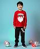Trampoline Cotton Blend Full Sleeves Santa Claus Printed Tee With Track Pants Set - Red & Black