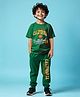 Trampoline Cotton Blend Half Sleeves Typography Printed Tee With Track Pants Set - Green