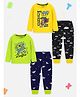Trampoline Pack Of 2 Full Sleeves Cute Biker & Dino Text Printed Tees & Pajamas Set - Multi Colour