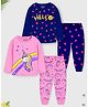Trampoline Pack Of 2 Full Sleeves Unicorn & Hello Text Printed Tees & Pajamas Set - Pink & Blue