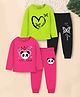 Trampoline Pack Of 2 Full Sleeves Panda & Butterfly Printed Tees & Pajamas Set - Pink & Green